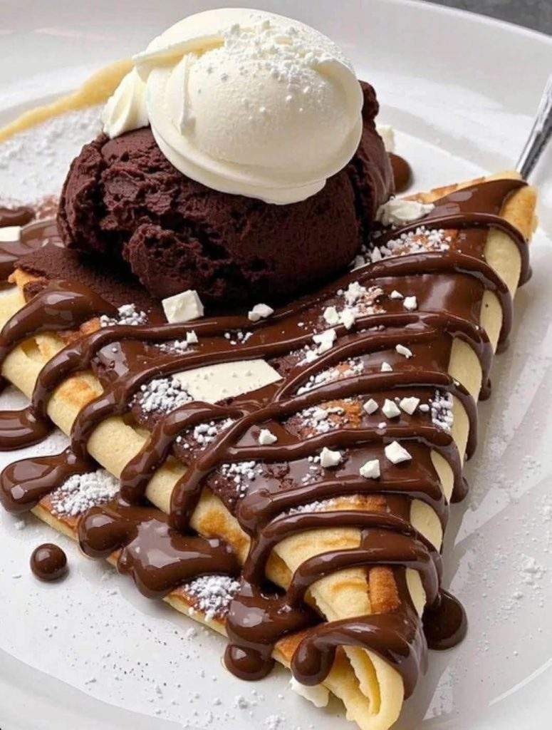 Indulgent Chocolate Crepes with Ice Cream – A Perfect Dessert for Any Occasion!